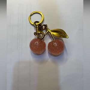 Gold and Pink Cherry Keychain/bag charm